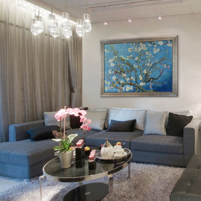 Branches of an Almond Tree in Blossom Pre-Framed - Champage Scoop with Swirl Lip Frame 36"X48"