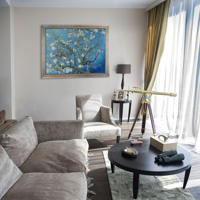 Branches of an Almond Tree in Blossom Pre-Framed - Champage Scoop with Swirl Lip Frame 36"X48"