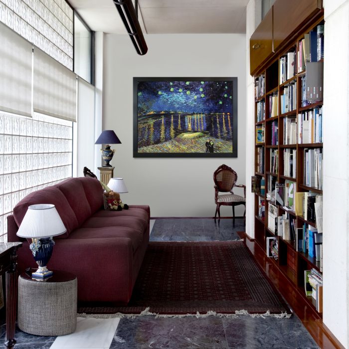 Starry Night Over the Rhone Pre-Framed - New Age Black Frame 36"X48"