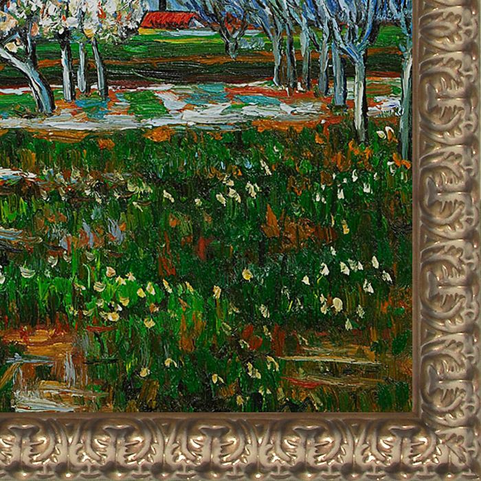 Orchard in Blossom (Plum Trees) Pre-Framed - Golden Oak Leaf Frame 20"X24"