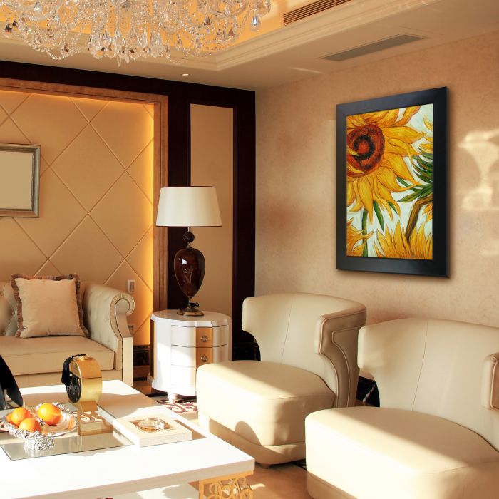 Sunflowers (detail) Pre-Framed - New Age Black Frame 24"X36"