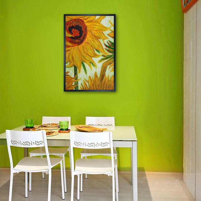 Sunflowers (detail) Pre-Framed - Studio Black Wood Frame 24"X36"