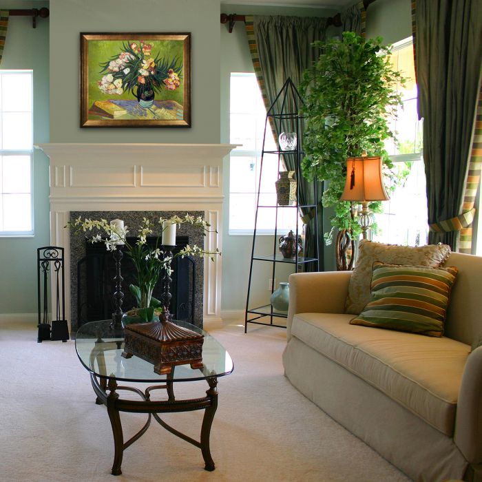 Majolica Jar with Branches of Oleander, 1888 Oil Painting Pre-Framed - Athenian Gold Frame 20"X24"