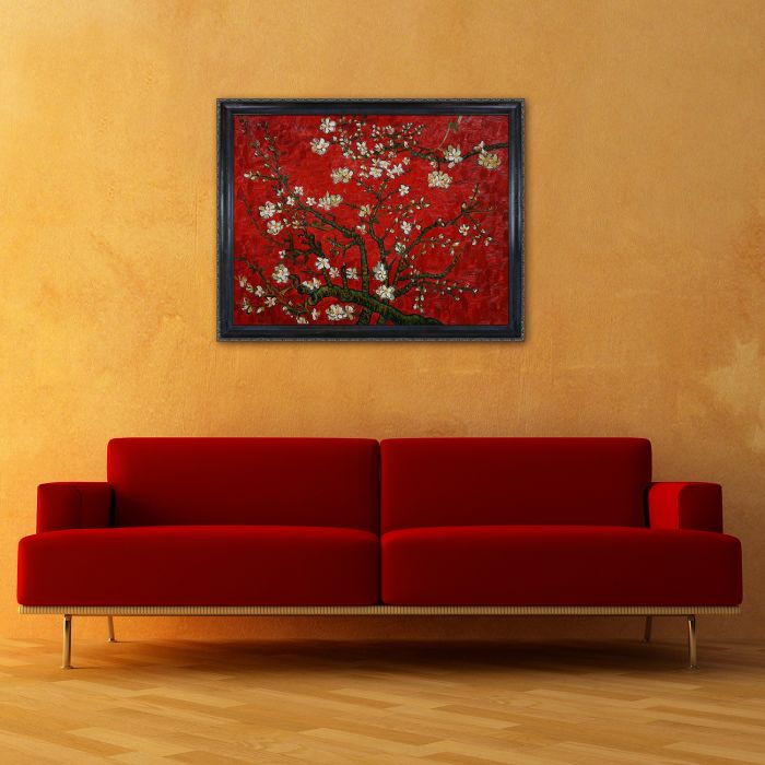 Branches of an Almond Tree in Blossom, Ruby Red Pre-Framed - La Scala Frame