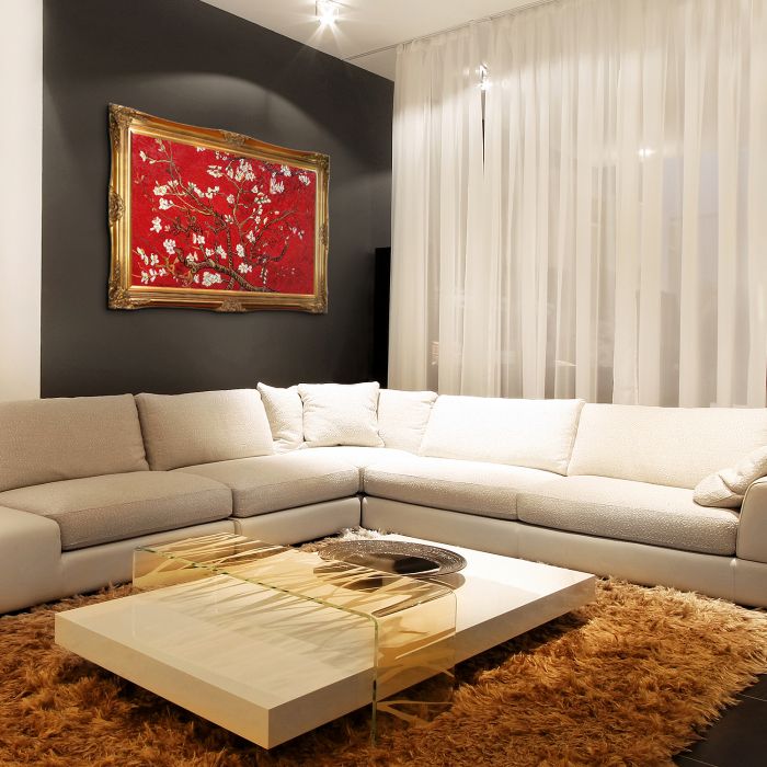 Branches of an Almond Tree in Blossom, Ruby Red Pre-Framed - Victorian Gold Frame 24"X36"