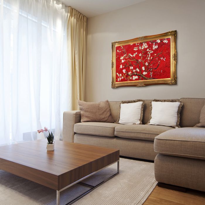 Branches of an Almond Tree in Blossom, Ruby Red Pre-Framed - Victorian Gold Frame 24"X36"