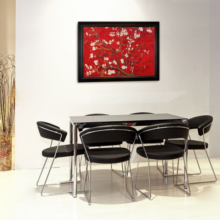 Branches of an Almond Tree in Blossom, Ruby Red Pre-Framed - Veine D'Or Bronze Angled Frame 24"X36"