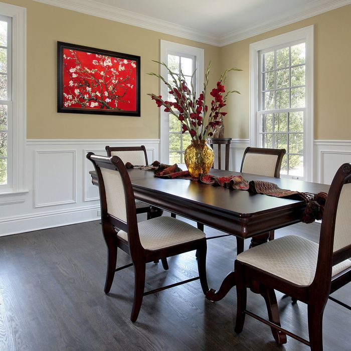 Branches of an Almond Tree in Blossom, Ruby Red Pre-Framed - Veine D'Or Bronze Angled Frame 24"X36"