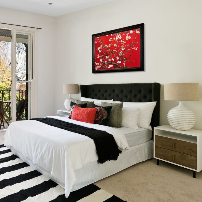 Branches of an Almond Tree in Blossom, Ruby Red Pre-Framed - Veine D'Or Bronze Angled Frame 24"X36"