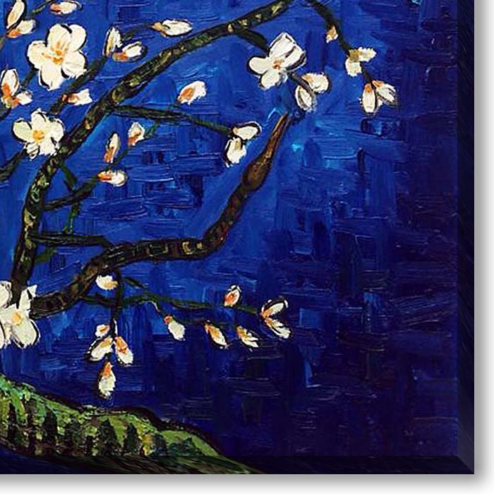 Branches of an Almond Tree in Blossom, Sapphire Blue Pre-Framed - Gallery Wrap 20"X24"