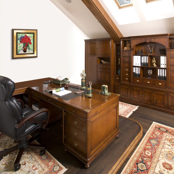 Vase with Daisies and Poppies Pre-Framed - Verona Gold Braid Frame 8"X10"