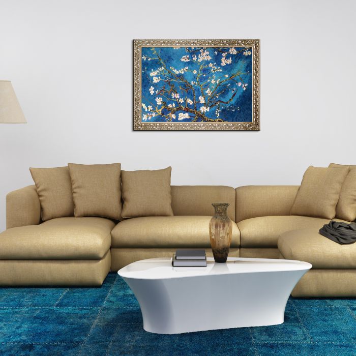 Branches Of An Almond Tree In Blossom Pre-Framed - Rococo Silver 24"X36"