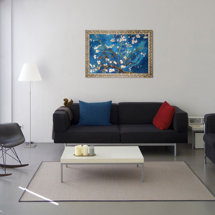 Branches Of An Almond Tree In Blossom Pre-Framed - Rococo Silver 24"X36"