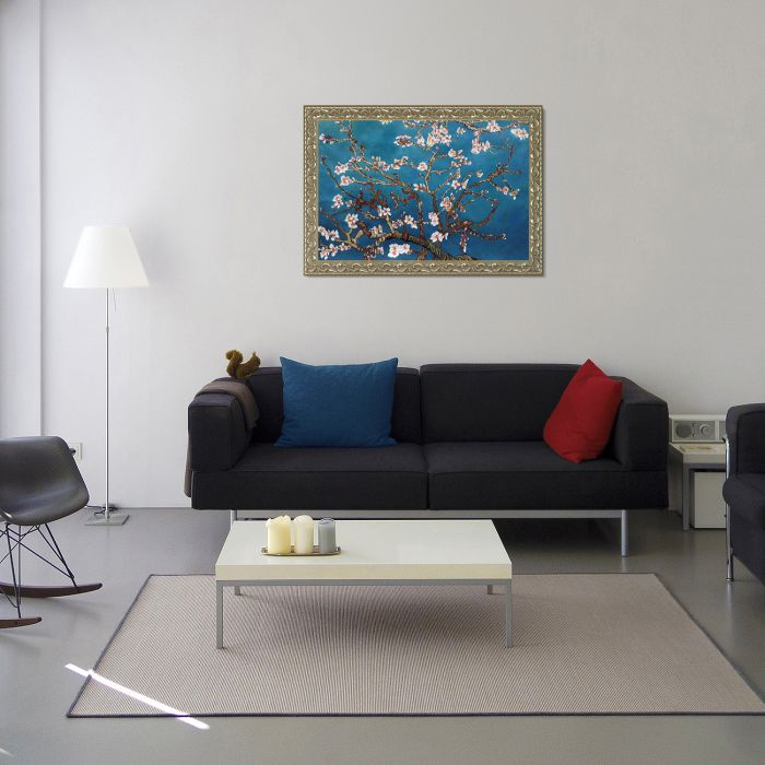 Branches Of An Almond Tree In Blossom Pre-Framed - Rococo Silver 24"X36"