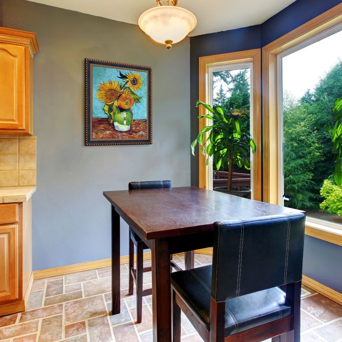 Sunflowers, First Version Pre-Framed - Verona Black and Gold Braid 20" X 24"