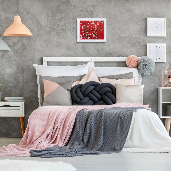 Branches of an Almond Tree in Blossom, Ruby Red Pre-Framed - Moderne Blanc Frame 8" X 10"