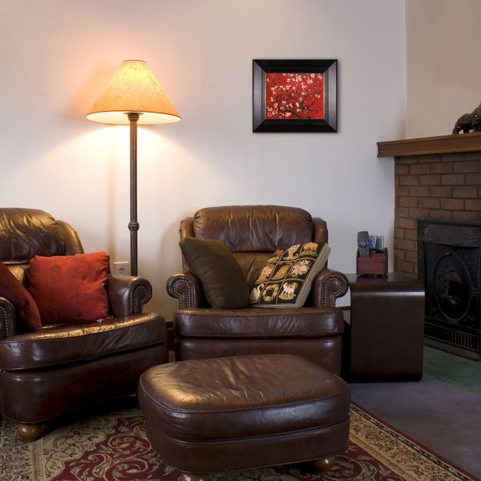 Branches of an Almond Tree in Blossom, Ruby Red Pre-Framed - Veine D'Or Bronze Angled Frame 8"X10"