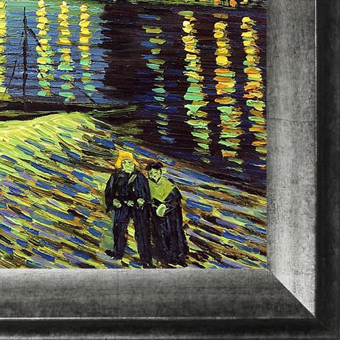 Starry Night Over the Rhone Pre-Framed - Athenian Distressed Silver Frame 16" X 20"