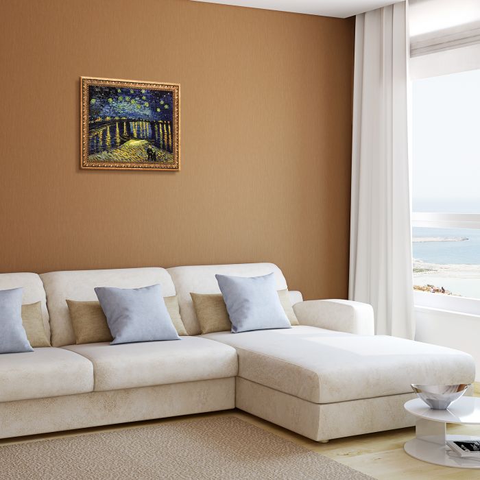 Starry Night Over the Rhone Pre-Framed - Versailles Gold Frame 16" X 20"