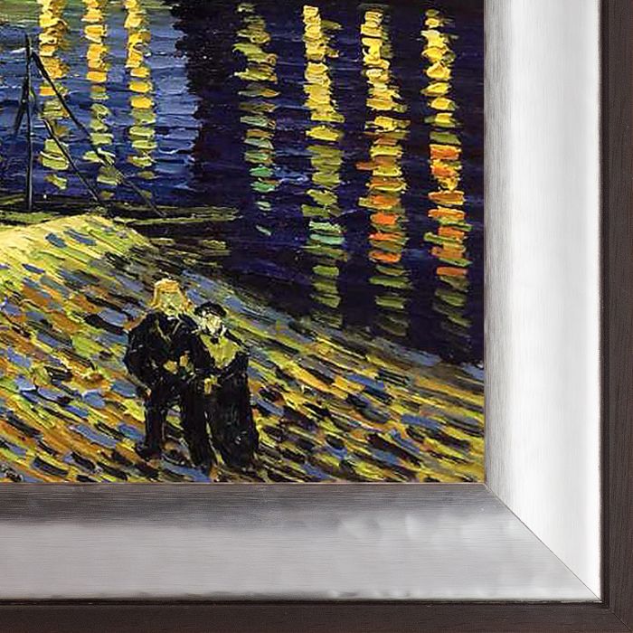 Starry Night Over the Rhone Pre-Framed - Magnesium Silver Frame 16" X 20"