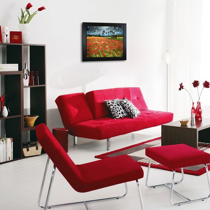 Field of Poppies Pre-Framed - New Age Black Frame 16"X20"