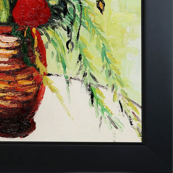 Vase with Daisies and Poppies Pre-Framed - New Age Black Frame 16"X20"