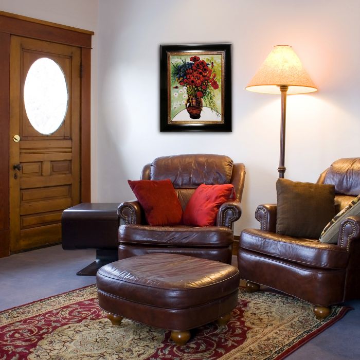 Vase with Daisies and Poppies Pre-Framed - Opulent Frame 16"X20"