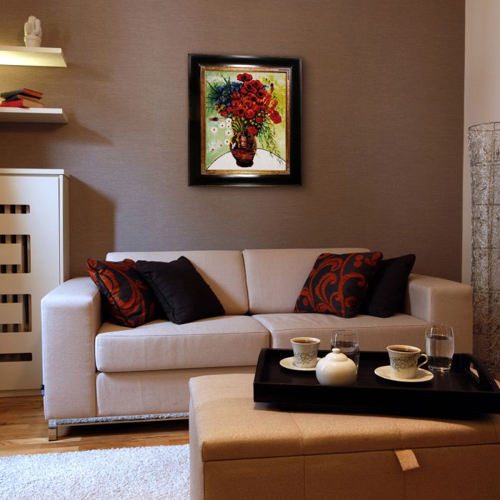 Vase with Daisies and Poppies Pre-Framed - Opulent Frame 16"X20"