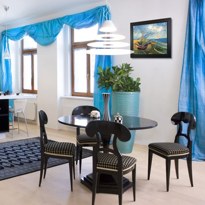 Boats At St. Marie's Pre-Framed - New Age Black Frame 16"X20"