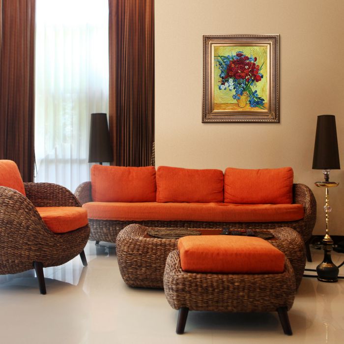 Poppies and Iris Collage Pre-Framed - Regal Gold Frame 20"X24"