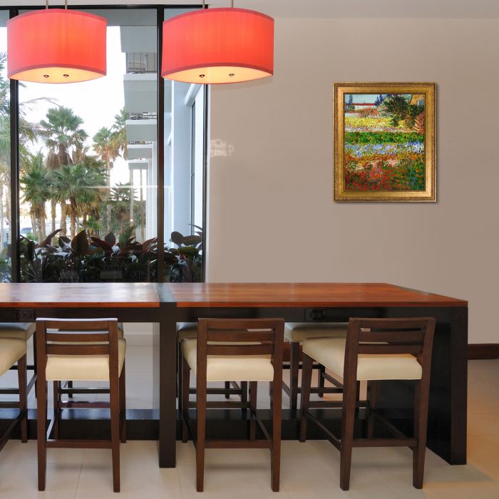 Flowering Garden with Path Pre-Framed - Versailles Gold King Frame 20" X 24"