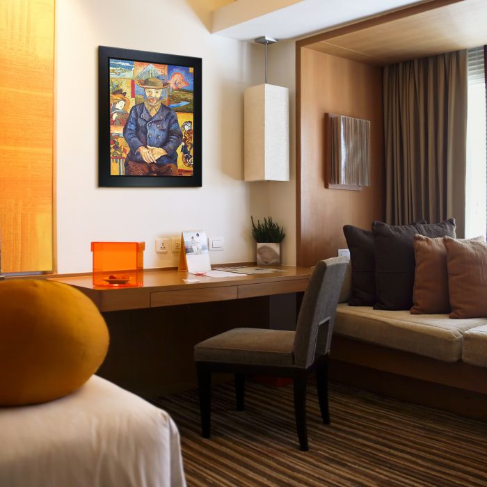 Portrait of Pere Tanguy Pre-Framed - New Age Black Frame 20"X24"