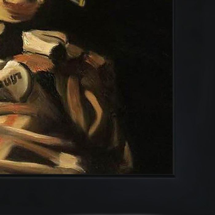 Skull of a Skeleton with Burning Cigarette Pre-Framed - New Age Black Frame 20"X24"