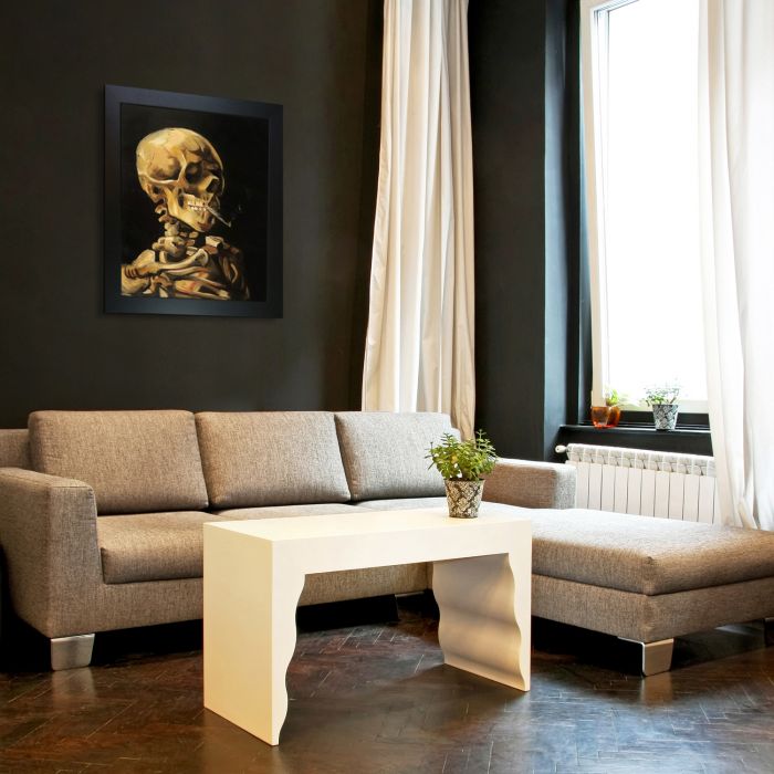 Skull of a Skeleton with Burning Cigarette Pre-Framed - New Age Black Frame 20"X24"