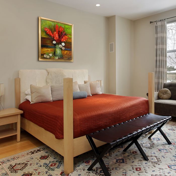 Vase with Red Gladioli Pre-Framed - Gold Luminoso Frame 20"X24"