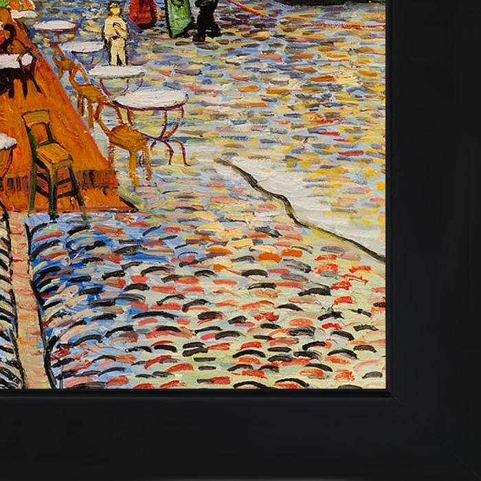 Cafe Terrace at Night Pre-Framed - New Age Black Frame 20"X24"