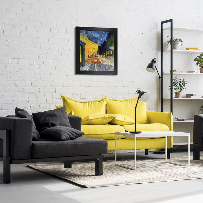 Cafe Terrace at Night Pre-Framed - New Age Black Frame 20"X24"