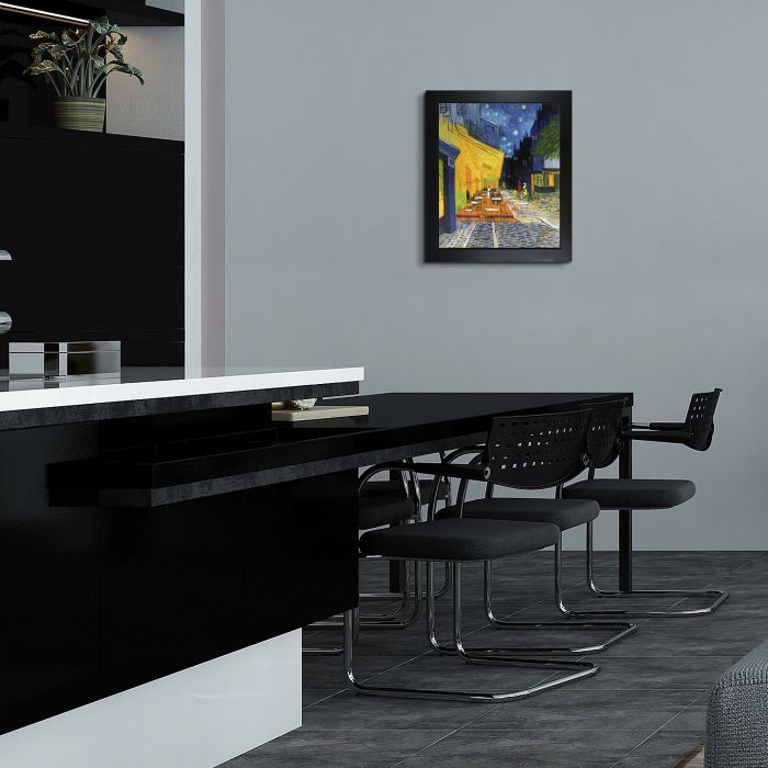 Cafe Terrace at Night Pre-Framed - New Age Black Frame 20"X24"