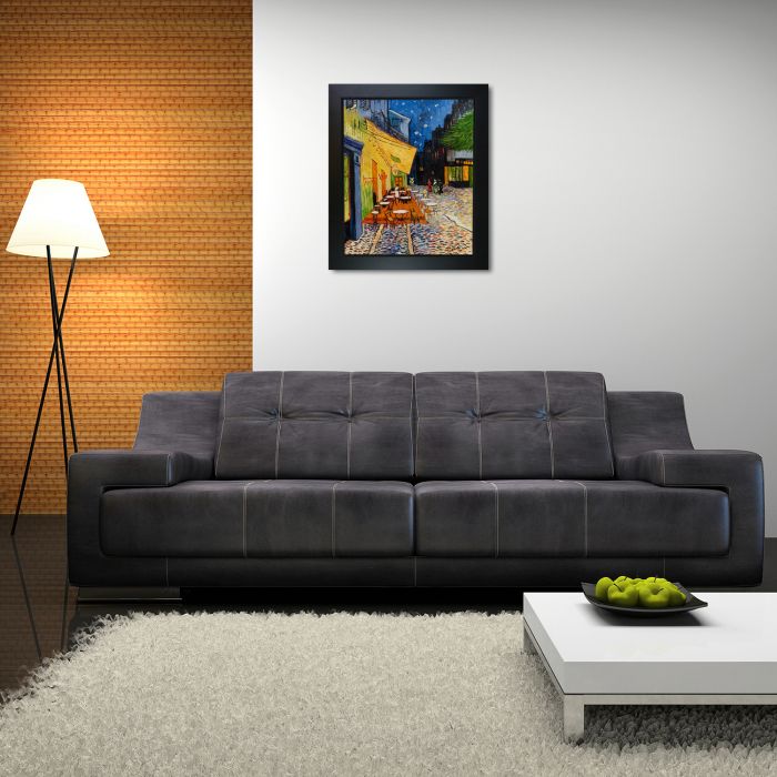 Cafe Terrace at Night Pre-Framed - New Age Black Frame 20"X24"