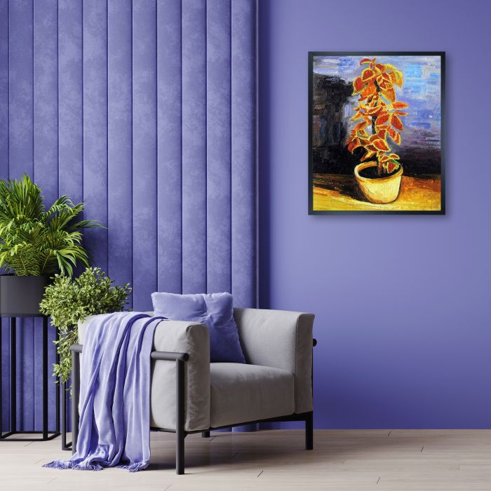 Coleus Plant in a Flowerpot Pre-framed - Studio Black Wood Frame 20"X24"