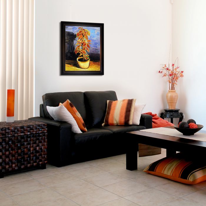 Coleus Plant in a Flowerpot Pre-Framed - Veine D'Or Bronze Angled Frame 20"X24"