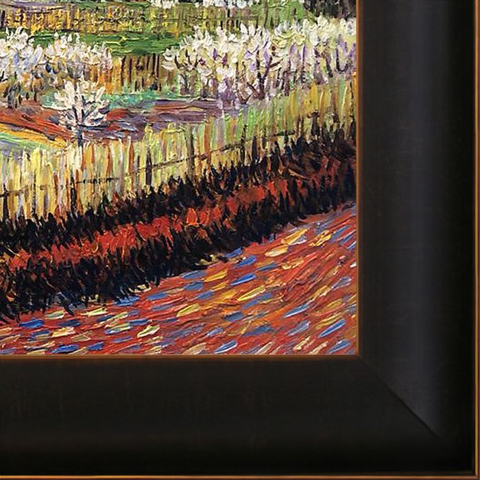 Peach Trees in Blossom Pre-Framed - Veine D'Or Bronze Scoop Frame 20"X24"