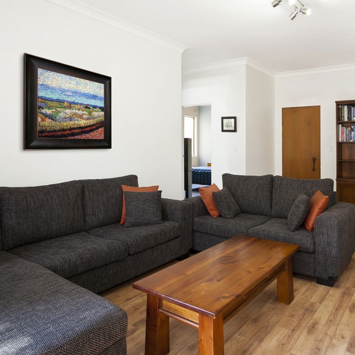 Peach Trees in Blossom Pre-Framed - Veine D'Or Bronze Scoop Frame 20"X24"