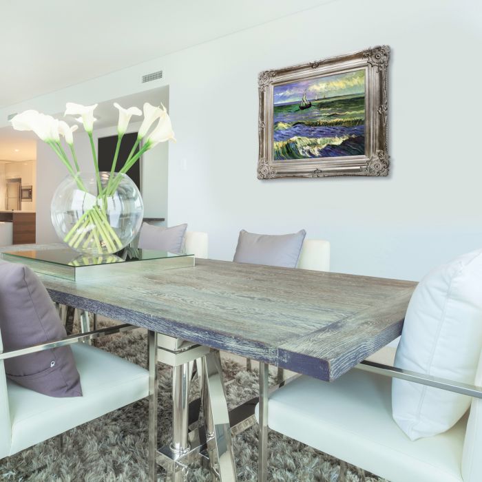 Seascape at Saintes maries Pre-Framed - Renaissance Champagne Frame 20"X24"