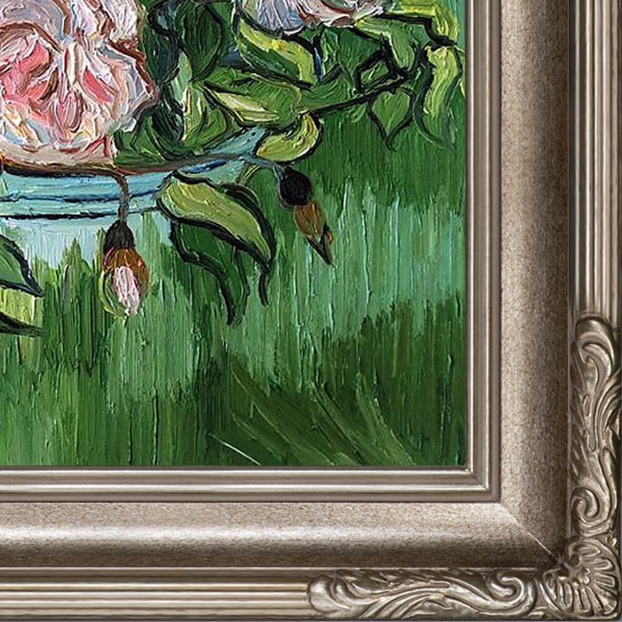 Still Life - Pink Roses Pre-Framed - Florentine Dark Champagne Frame 20"X24"