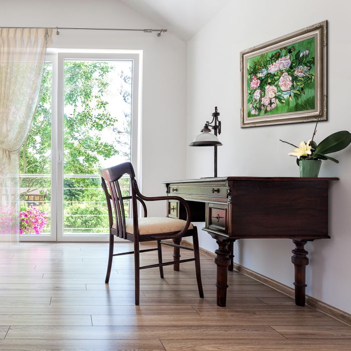 Still Life - Pink Roses Pre-Framed - Florentine Dark Champagne Frame 20"X24"