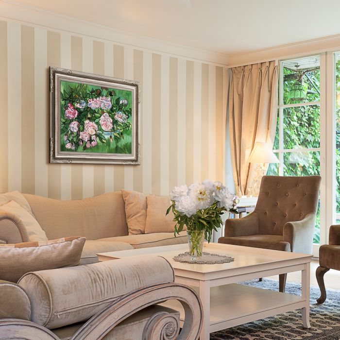 Still Life - Pink Roses Pre-Framed - Florentine Dark Champagne Frame 20"X24"