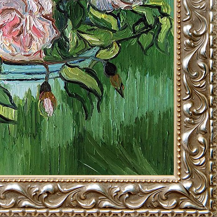 Still Life - Pink Roses Pre-Framed - Rococo Silver 20"X24"