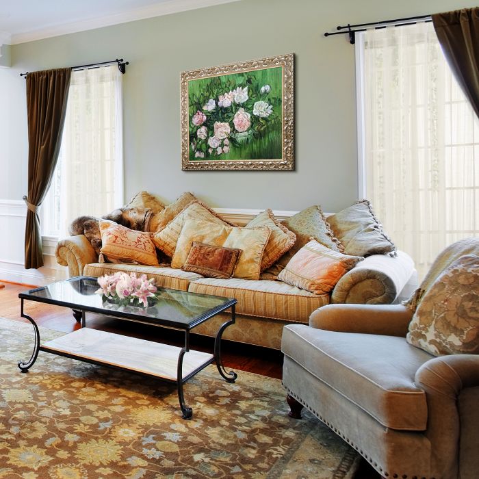 Still Life - Pink Roses Pre-Framed - Rococo Silver 20"X24"