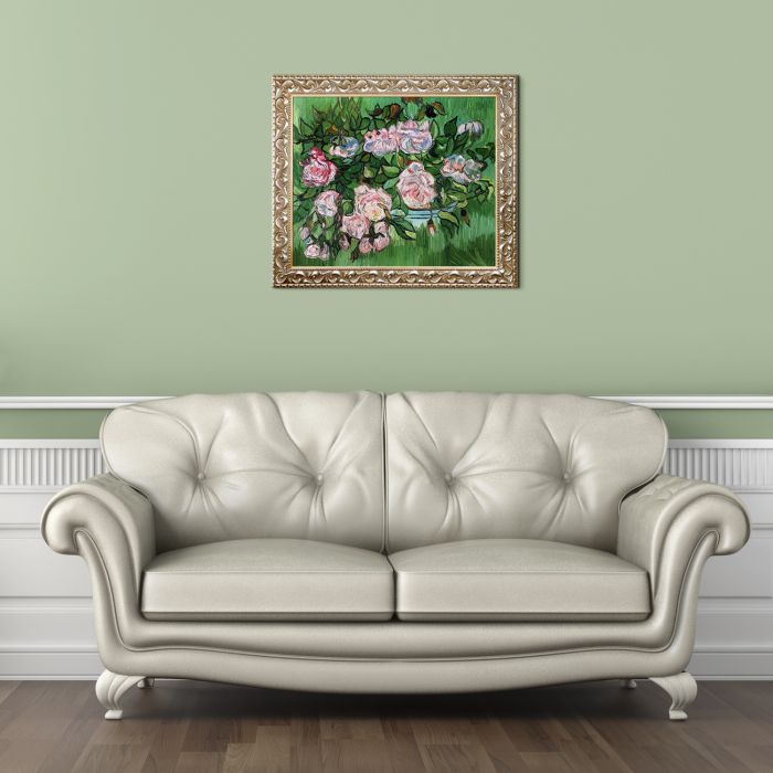Still Life - Pink Roses Pre-Framed - Rococo Silver 20"X24"
